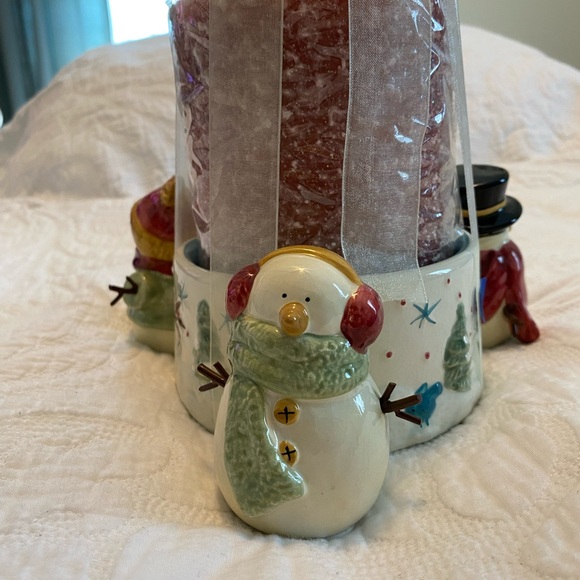 Christmas candle holder with snowman, including candle - Picture 6 of 13